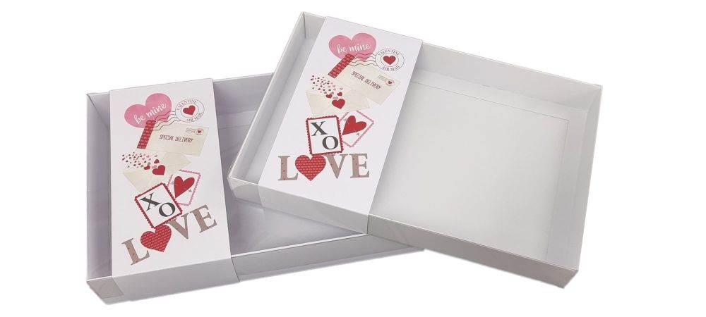 Valentine's Mail printed Belly Band White Large Biscuit / Cookie Box With Clear Lid - Pack of 10 -Size to be chosen, price will vary