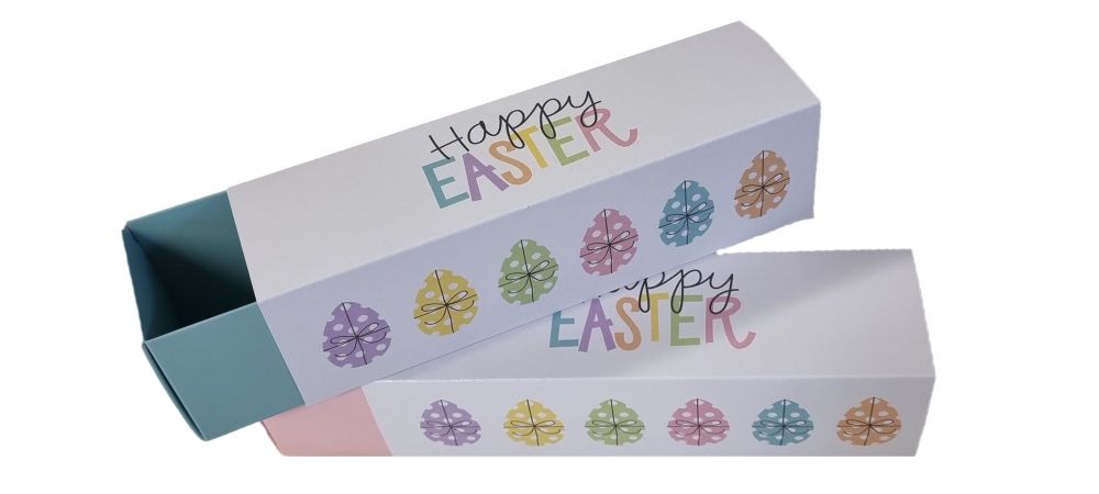 Easter 6pk Macaron Box With Printed "Happy Easter" Egg Sleeve ( Colour to be chosen)- 185mm x 52mm x 52mm - Pack of 10
