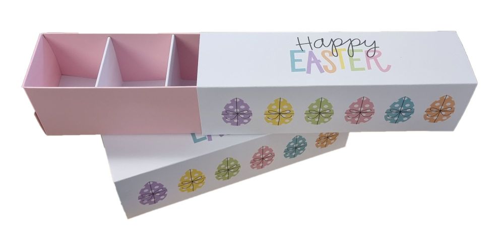 Easter Long 4pk Cookie / Sweet Box With Printed "Happy Easter" Egg Sleeve ( Colour to be chosen)- 185mm x 52mm x 52mm - Pack of 10