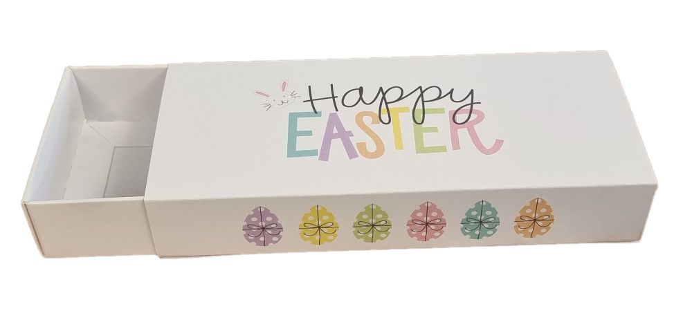 Easter Slide out  Rectangle  White Cookie Box With Printed "Happy Easter" Sleeve - 175mm x 75mm x 30mm - Pack of 10