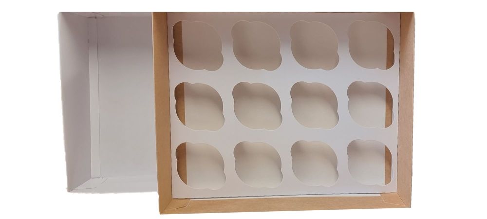 Luxury 12pk Cupcake Box With Clear Lid & Insert (Colour to be chosen)  - 315mm x 250mm x 90 mm - Pack of 10
