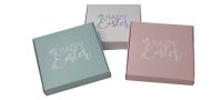 Easter Tamper Proof Single Cookie Box , Foiled "Happy Easter" (Colour to be chosen) - 100mm x 100mm x 20mm - Pack of 10