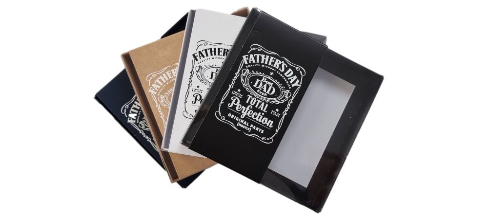 Father's Day Large Square Cookie Box With Clear Lid and Foiled Belly Band (