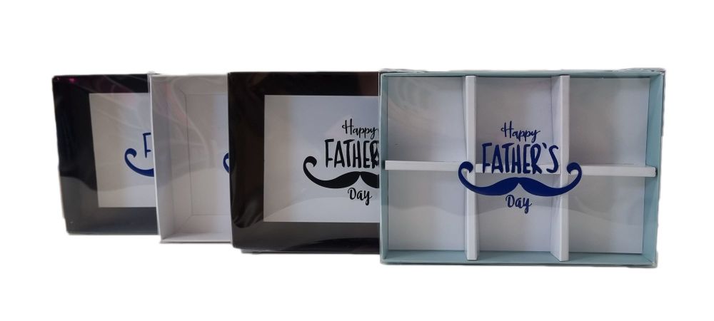 Father's Day 6pk Small Sweet Box With Blue foiled lid and Insert  (Colour to be chosen)- 165mm x 115mm x 26mm - Pack of 10