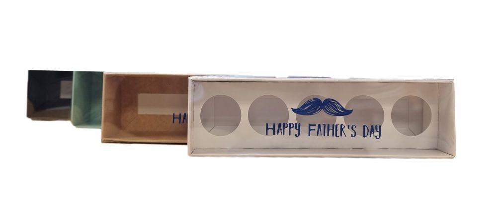 Father's Day 5pk Truffle Box With Foiled Clear Lid And Insert - (Colour to be Chosen) 185mm x 50mm x 50mm - Pack of 10