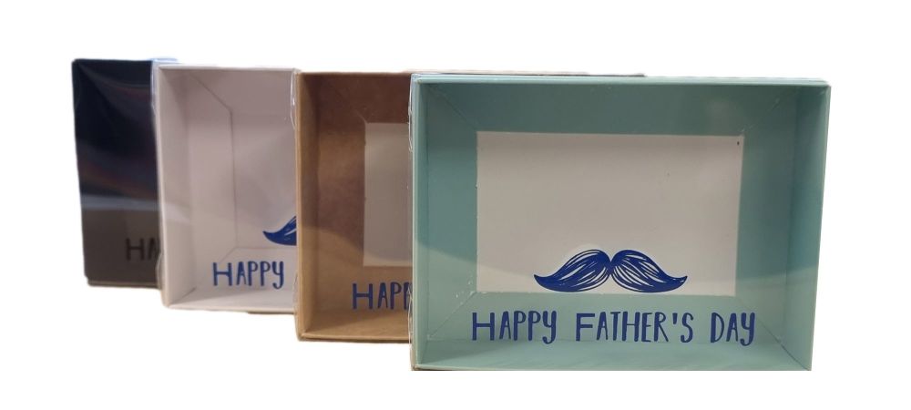 Father's Day Small Rectangle Box With Foiled Clear Lid (Colour to be chosen) - 115mm x 80mm x 30mm - Pack of 10