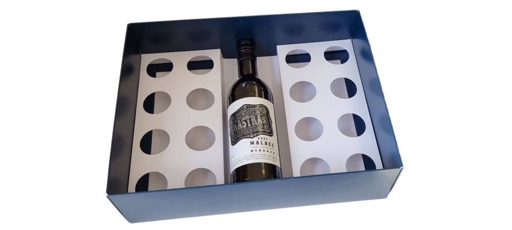 Pastel Base Hamper Box With Clear Lid  & 16 Truffle and Bottle White Insert