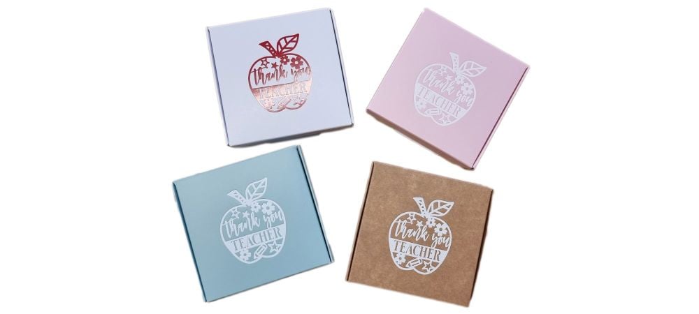 Thank you Teacher Tamper Proof Single Cookie Box  (Colour to be chosen & price may vary) - 100mm x 100mm x 20mm - Pack of 10