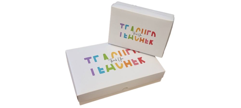 Thank You Teacher Cookie Box  With Printed Non-Window Lid (Style Of Box To Be Chosen) - 50mm Deep range  Pack of 10