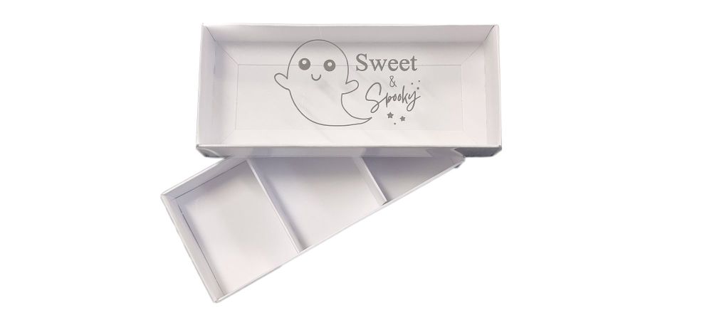 Halloween White Geo/Cakesicle Cookie Box With Grey Foiled 