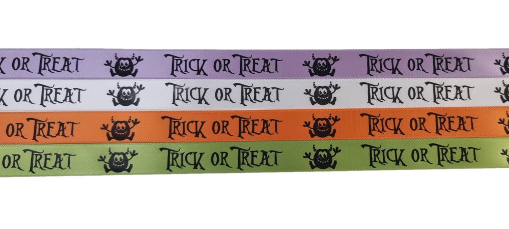Halloween Monster Satin Ribbon With Black Foil  (Colour to be chosen)- 5 Me