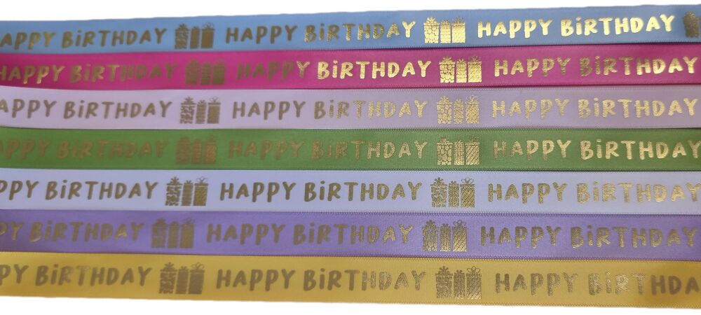 Happy Birthday - Presents -  Satin Ribbon (Colour to be chosen)  5 Metres x  15mm Wide