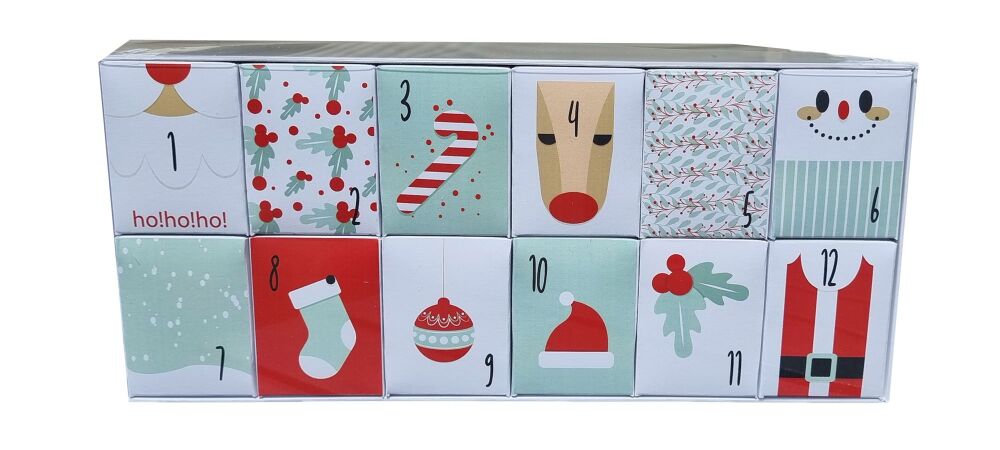 Christmas 12 Day Advent Boxes with Outer Clear Lid Box - Single Box Dimensi