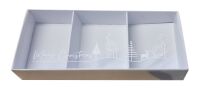 Christmas White 3pk Cookie/Sweet Box With Insert and White Foiled Scandi Scene Clear Lid- 175mm x 75mm x 30mm - Pack of 10