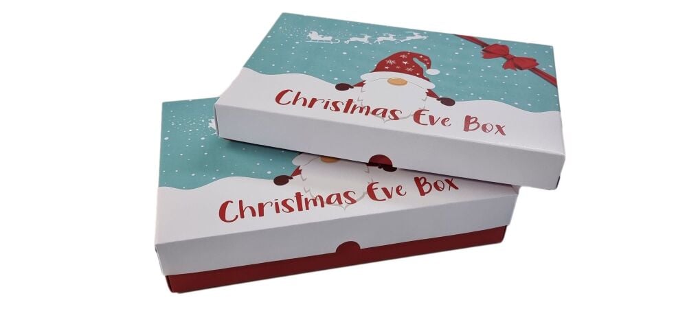 Christmas Eve Gnome Printed Lid with Red Base (Size to be chosen & price will vary)-  Pack of 10