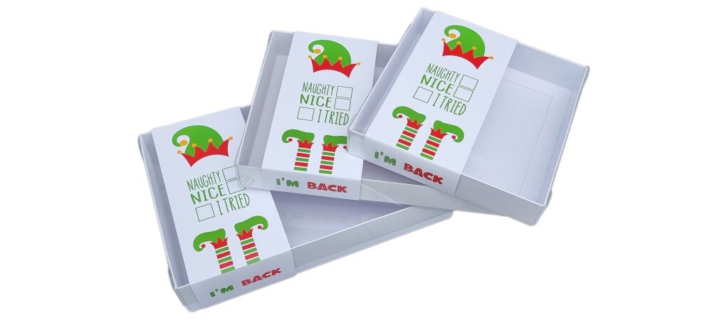 Christmas Elf printed Belly Band with White Large Rectangle or Square Box W
