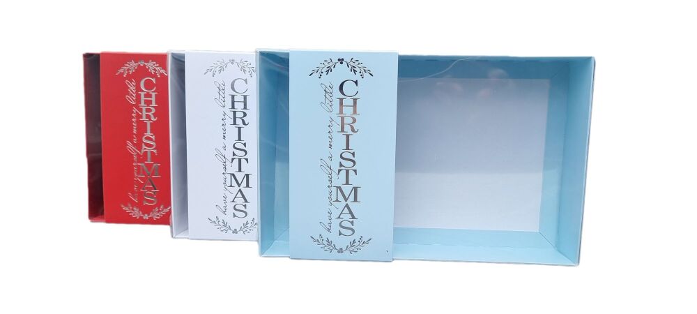 Christmas Stag 50mm Deep Cookie box With Foiled Belly Band & Clear Lid (col
