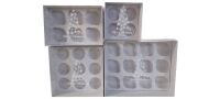 Christmas Tree  Cupcake Boxes With Inserts and White Foiled Clear Lid (Size to be chosen & price will vary) Pack of 10