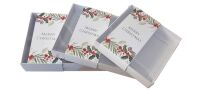 Christmas Holly & Berries Printed Belly Band with White Base and Clear Lid (Size to be chosen & price will vary) - Pack of 10