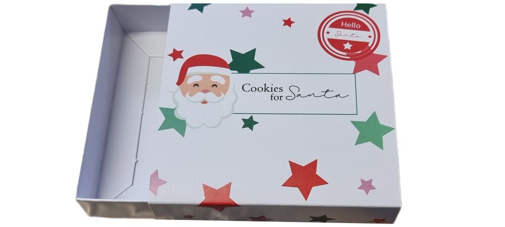 Christmas Cookie for Santa Single Cookie Box With Printed Sleeve and White Base -93mm x 93mm x 20mm- Pack of 10