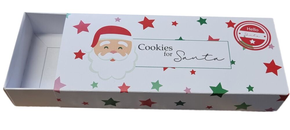 Christmas Cookies for Santa Rectangle  White Cookie Box With Printed Sleeve - 175mm x 75mm x 30mm - Pack of 10