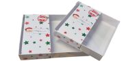 Christmas Cookies for Santa printed Belly Band with 30mm deep Large Rectangle or Square Box With Clear Lid (Size to be chosen & price will vary) -Size