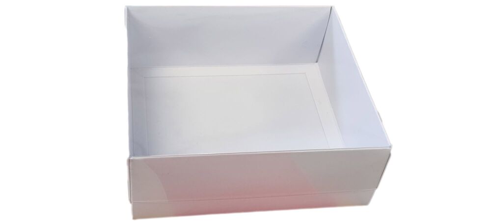 White Medium 50mm Deep Square Cookie Box With Clear Lid  - 118mm x 118mm x 50mm - Pack of 10