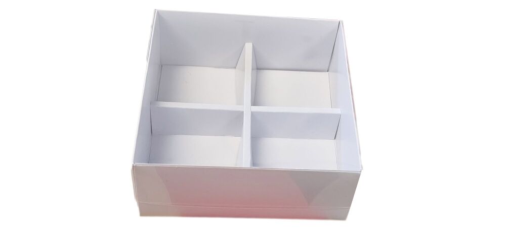 White Medium 50mm Deep Square Cookie Box With Clear Lid and Insert  (Colour