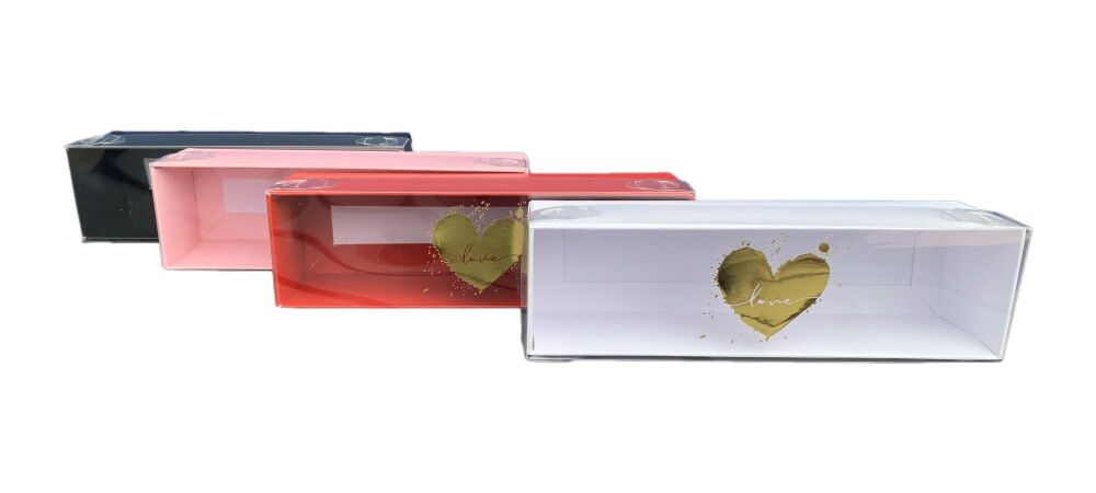 Valentine's 6pk Macaron Box with Gold Foiled Lid  (colour to be chosen) - 185mm x 50mm x 50mm- Pack of 10
