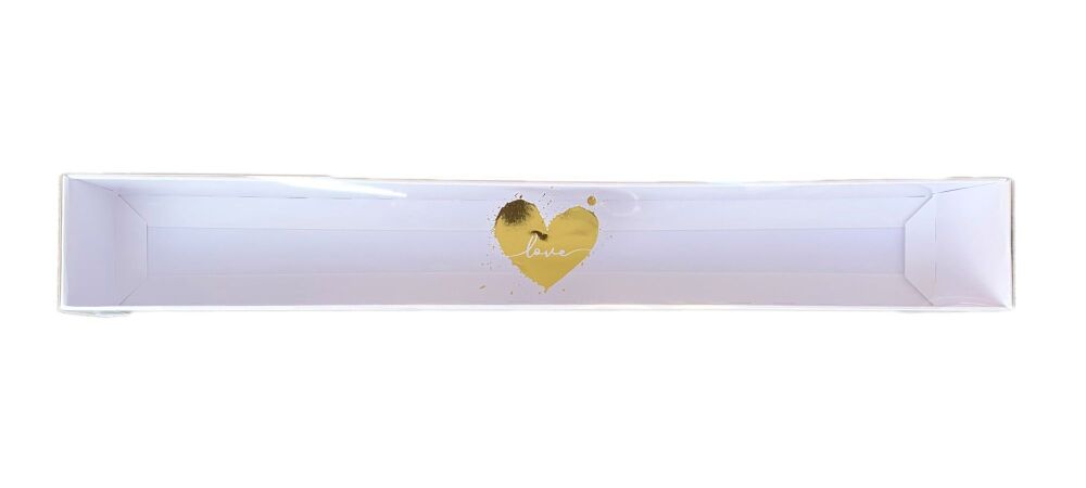 Valentine's White 12pk Long Macaron Box With Foiled Clear Lid - 360mm x 50mm x 50mm - Pack of 10