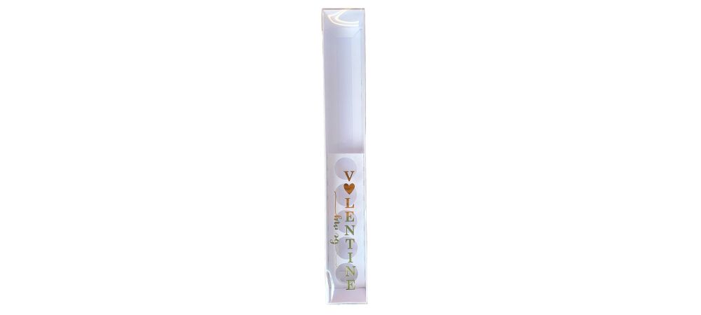 Valentine's White Long Rectangle Box for a Flower, 5 Truffle Insert And Foiled Clear Lid  360mm x 50mm x 50mm - Pack of 10