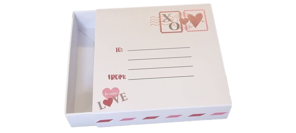 Valentine's Love Cookie Box With Printed Sleeve and White Base -93mm x 93mm