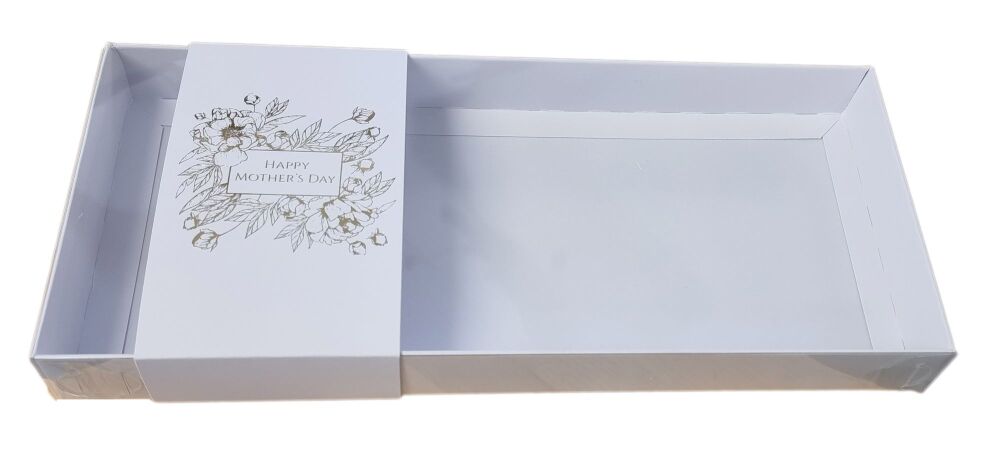 Mother's Day White Large Rectangle Biscuit/Cookie Box With  Clear Lid & Gold foiled belly band - 290mm x 130mm x 30mm - Pack of 10