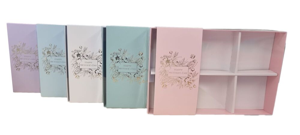 Mother's Day 6pk Brownie Box With Gold Foiled Belly Band (Colour to be Chosen), Clear Lid and Inserts - 240mm x 155mm x 30mm - Pack of 10