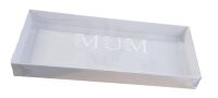 Mother's Day White Large Rectangle Biscuit/Cookie Box With White Foiled "MUM" Clear Lid  - 290mm x 125mm x 30mm - Pack of 10