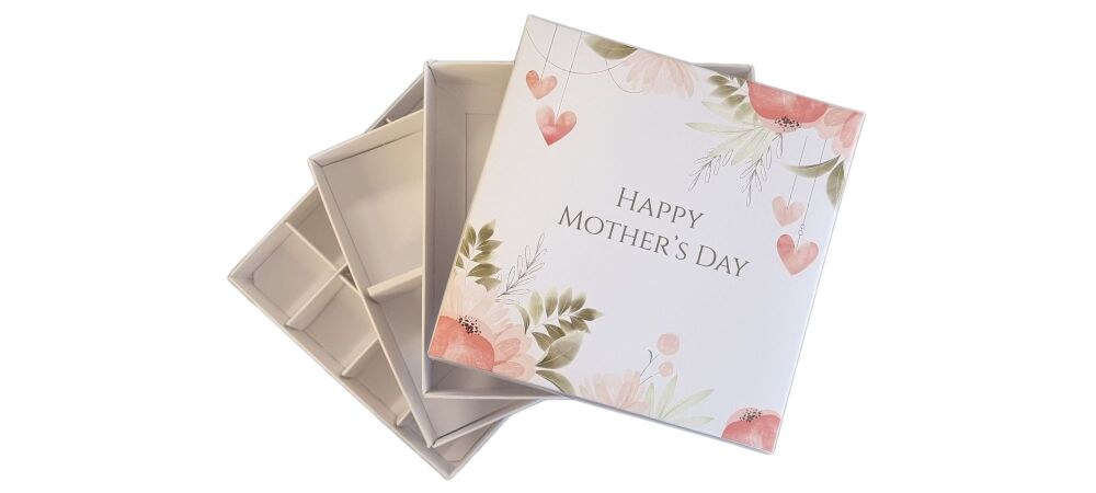 Mother's Day Printed Non Window  Square Box Range  (Style to be chosen & Price Will Vary)-- 155mm x 155mm x 30mm -  Pack of 10