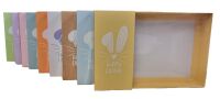 Easter Bunny Large Biscuit/Cookie Box With Clear Lid & White Foiled Belly Band ( Colour to be chosen) - 240mm x 155mm x 30mm - Pack of 10