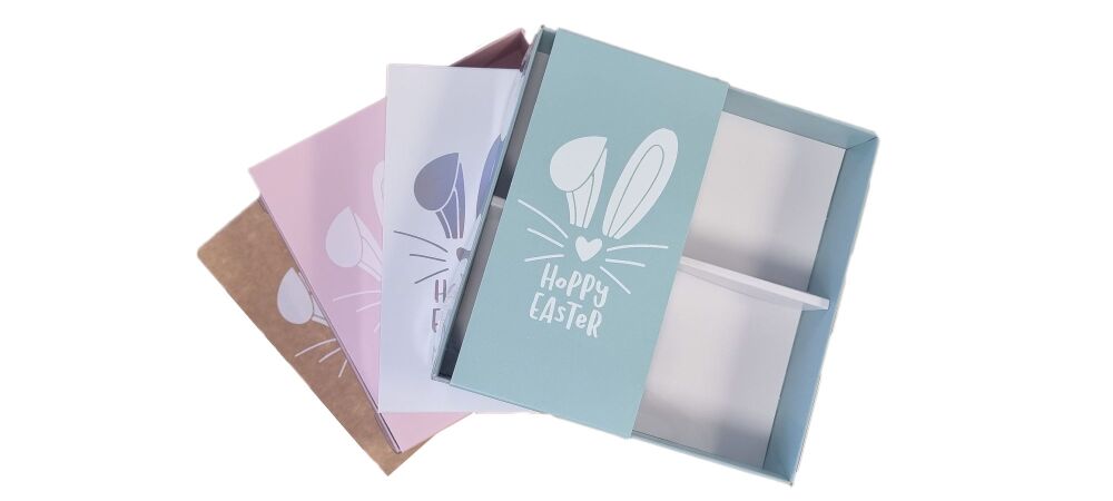 Easter 4pk Large Square Brownie Box With Clear Lid, Insert and white foiled