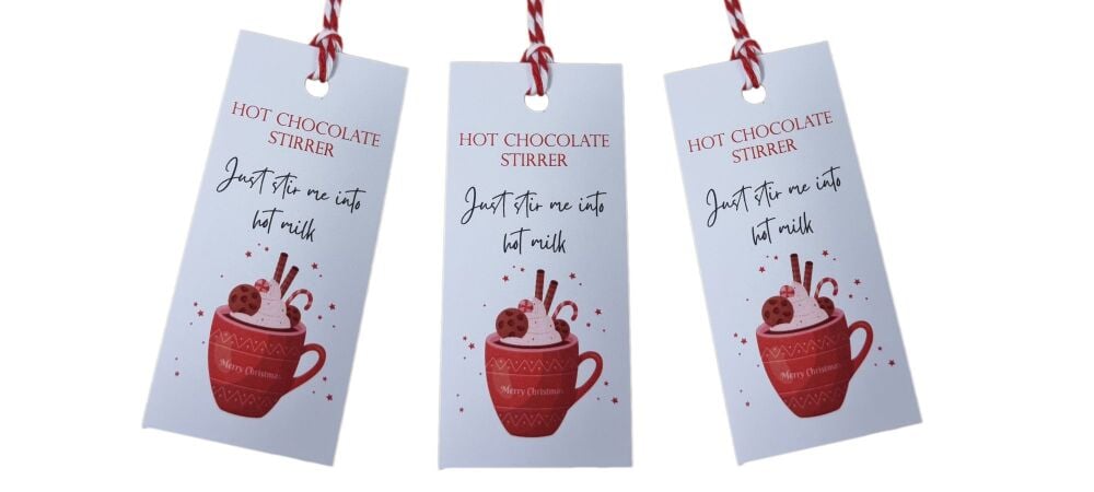 Hot Chocolate Stirrer Swing Tag (Twine not included)- 80mm x 35mm - pk of 10