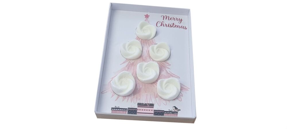 Christmas Tree Printed Insert For 6 Wax Melts With White Base, Cushion Padding & Clear Lid (Option for base height & price will vary) -  165mm x 115mm
