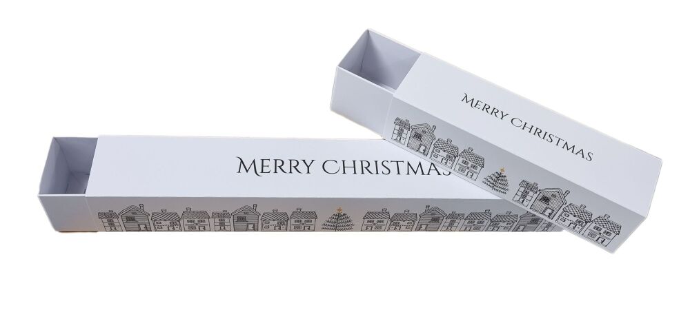Christmas House Print White 6pk or 12pk Non Window Sleeve Macaron Box -( Price will vary due to size) Pack of 10