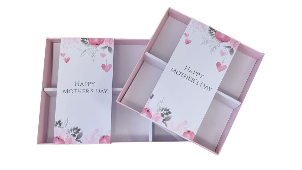 Pink Mother's Day 6pk/4pk Brownie Box with Printed Belly Band & Clear Lid (