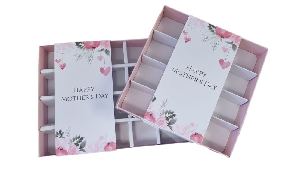 Pink Mother's Day 24pk/16pk Brownie Box with Printed Belly Band & Clear Lid