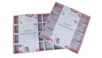 Pink Mother's Day 24pk/16pk Chocolate Box with Printed Belly Band & Clear Lid (Size Of Box To Be Chosen) -240mm x 155mm x 30mm / 155mm x 155mm x 30mm 