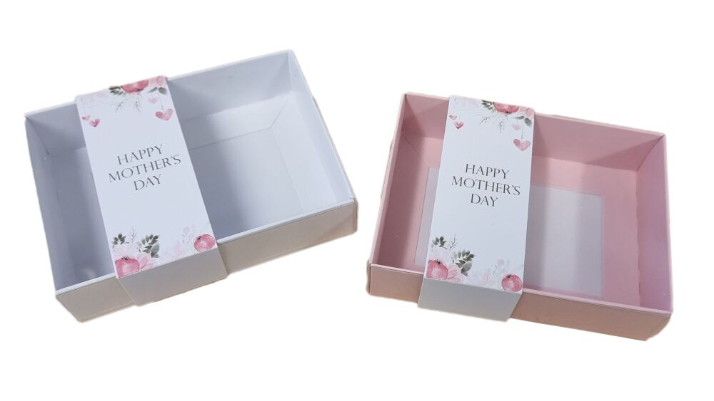 Mother's Day Small Rectangle Cookie Box With Printed Belly Band & Clear Lid