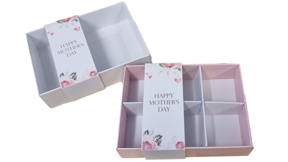 Mother's Day 6pk Chocolate Box With Printed Belly Band, Insert And Clear Li
