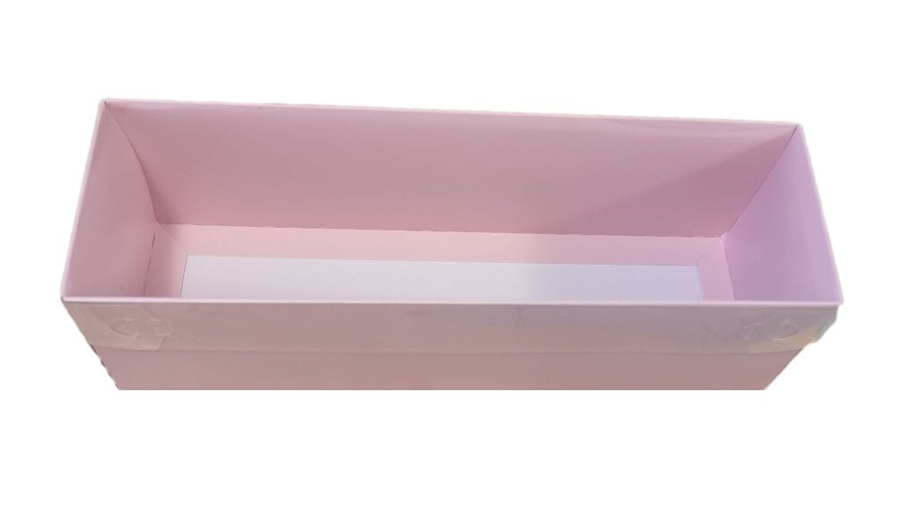 Pink Long Rectangle 50cl Bottle Box With Clear Lid -  270mm x 80mm x 90mm - Pack of 10