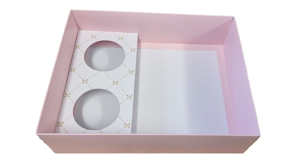 Boutique Hamper Box (colour to be chosen)With Clear Lid  & 2pk Cupcake Insert - 250mm x 195mm x 70mm - Pack of 10