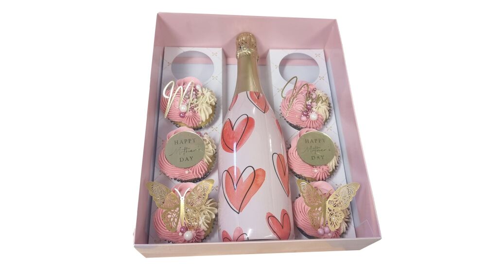 Boutique 8pk Cupcake & Large Bottle  Box with Printed insert and Clear Lid (Colour to be chosen)  - 315mm x 250mm x 90 mm - Pack of 10