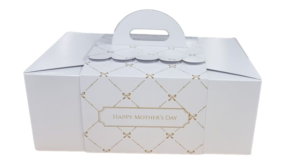 White Boutique Handle Presentation Box With Divider Insert and printed wrap- 222mm x 152mm x 85mm - Pack of 10